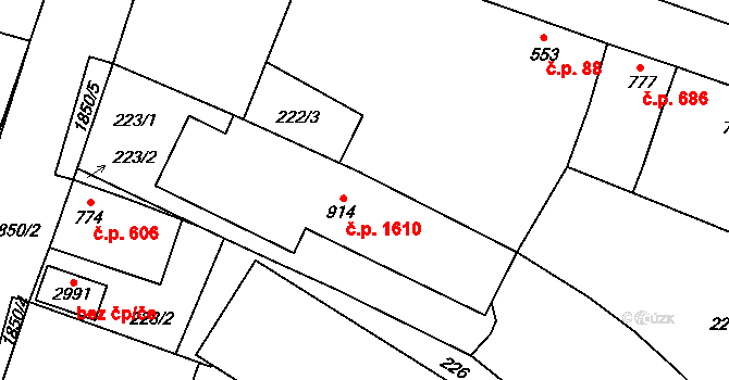 Přelouč 1610 na parcele st. 914 v KÚ Přelouč, Katastrální mapa