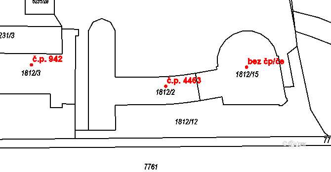 Prostějov 4463 na parcele st. 1812/2 v KÚ Prostějov, Katastrální mapa