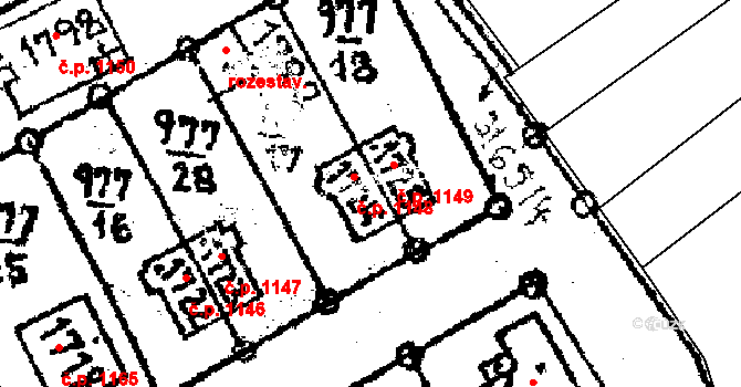 Jaroměřice nad Rokytnou 1148 na parcele st. 1724 v KÚ Jaroměřice nad Rokytnou, Katastrální mapa