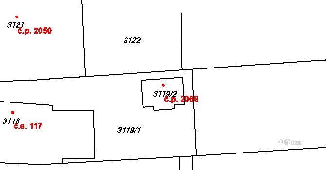 Prostřední Dvůr 2068, Vítkov na parcele st. 3119/2 v KÚ Vítkov, Katastrální mapa