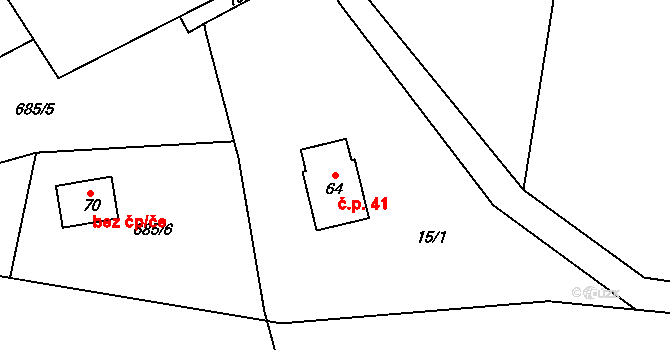 Domina 41, Křimov na parcele st. 64 v KÚ Domina, Katastrální mapa