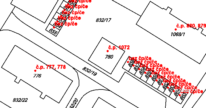 Horažďovice 1072 na parcele st. 780 v KÚ Horažďovice, Katastrální mapa