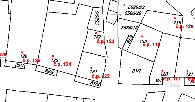 Archlebov 123 na parcele st. 132 v KÚ Archlebov, Katastrální mapa