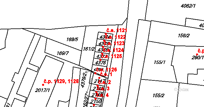 Kyjov 1124 na parcele st. 4377 v KÚ Kyjov, Katastrální mapa
