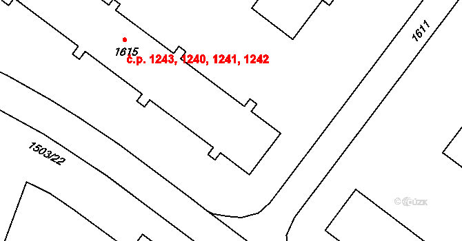 Poruba 1240,1241,1242,1243, Ostrava na parcele st. 1615 v KÚ Poruba-sever, Katastrální mapa