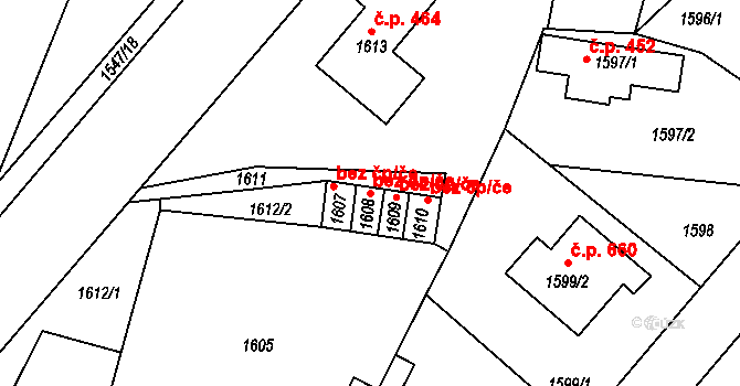 Lužná 38593831 na parcele st. 1608 v KÚ Lužná u Rakovníka, Katastrální mapa