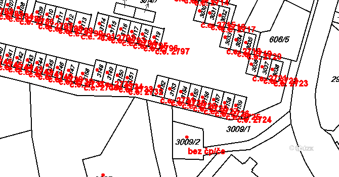 Podlesí 2730, Havířov na parcele st. 3153 v KÚ Bludovice, Katastrální mapa