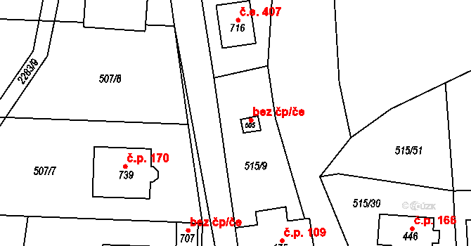 Hrusice 39910831 na parcele st. 605 v KÚ Hrusice, Katastrální mapa