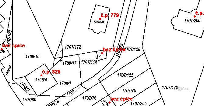 Klášterec nad Ohří 42379831 na parcele st. 1707/118 v KÚ Miřetice u Klášterce nad Ohří, Katastrální mapa