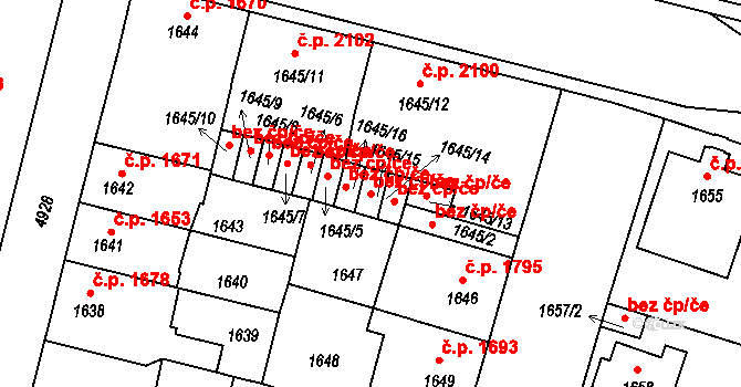 Louny 43522831 na parcele st. 1645/15 v KÚ Louny, Katastrální mapa