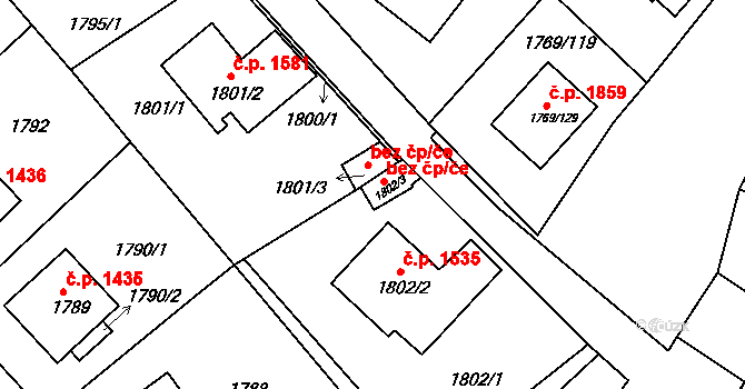 Tachov 44063831 na parcele st. 1802/3 v KÚ Tachov, Katastrální mapa
