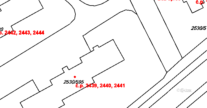 Předměstí 2439,2440,2441, Opava na parcele st. 2530/595 v KÚ Opava-Předměstí, Katastrální mapa