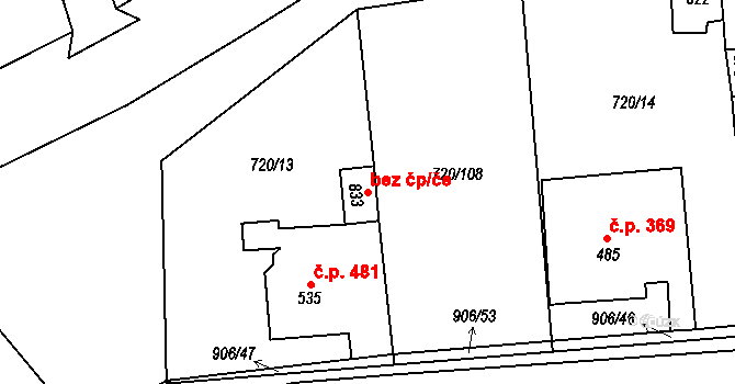 Osek 45107831 na parcele st. 833 v KÚ Osek u Duchcova, Katastrální mapa