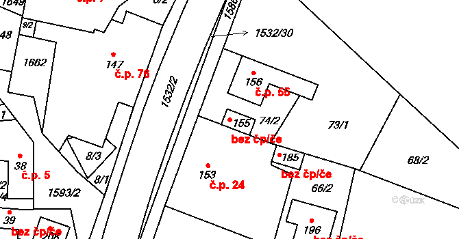 Ústí 45686831 na parcele st. 155 v KÚ Ústí u Vsetína, Katastrální mapa