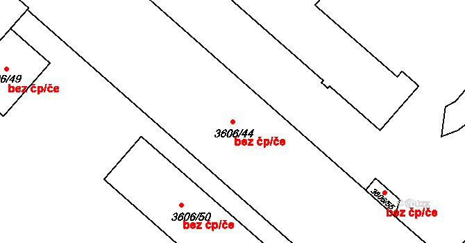 Děčín 47095831 na parcele st. 3606/44 v KÚ Podmokly, Katastrální mapa