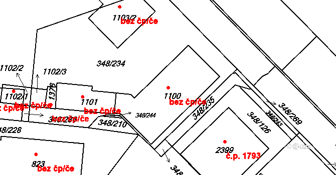 Uherské Hradiště 47202831 na parcele st. 1100 v KÚ Mařatice, Katastrální mapa