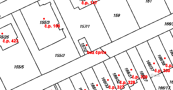 Tábor 47422831 na parcele st. 157/2 v KÚ Klokoty, Katastrální mapa