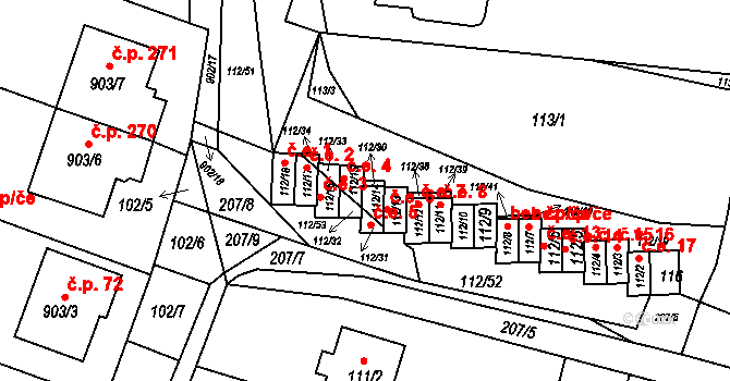 Vícemilice 4, Bučovice na parcele st. 112/15 v KÚ Vícemilice, Katastrální mapa