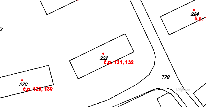 Prachovice 131,132 na parcele st. 222 v KÚ Prachovice, Katastrální mapa