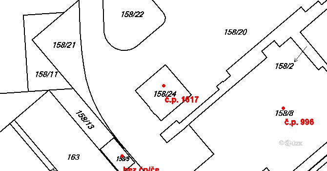 Pohořelice 1617 na parcele st. 158/24 v KÚ Pohořelice nad Jihlavou, Katastrální mapa