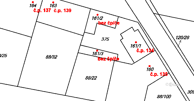 Hospozín 52102831 na parcele st. 161/3 v KÚ Hospozín, Katastrální mapa