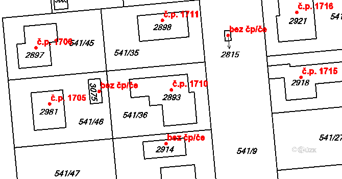 Přelouč 1710 na parcele st. 2893 v KÚ Přelouč, Katastrální mapa