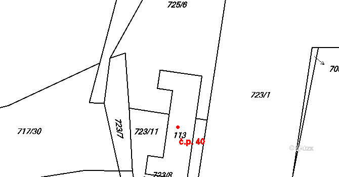 Jelmo 40, Libníč na parcele st. 113 v KÚ Jelmo, Katastrální mapa