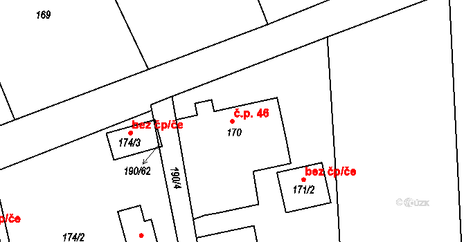 Prchalov 46, Příbor na parcele st. 170 v KÚ Prchalov, Katastrální mapa