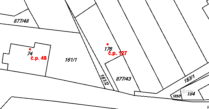 Straník 127, Nový Jičín na parcele st. 176 v KÚ Straník, Katastrální mapa