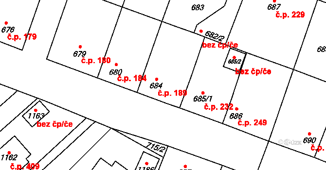 Rynholec 189 na parcele st. 684/1 v KÚ Rynholec, Katastrální mapa