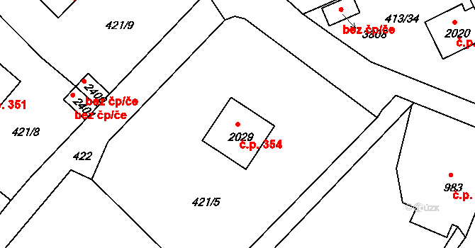 Horní Brána 354, Český Krumlov na parcele st. 2029 v KÚ Český Krumlov, Katastrální mapa