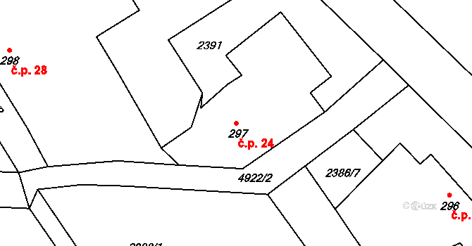 Rytov 24, Černovice na parcele st. 297 v KÚ Černovice u Tábora, Katastrální mapa