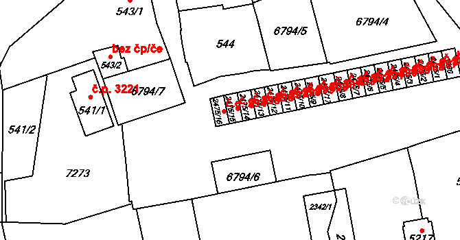 Žatec 294 na parcele st. 2475/16 v KÚ Žatec, Katastrální mapa