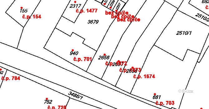 Rosice 1672 na parcele st. 2656 v KÚ Rosice u Brna, Katastrální mapa