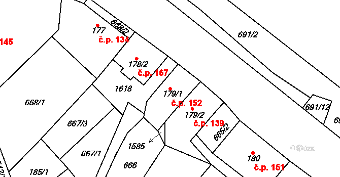 Vilémov 152 na parcele st. 179/1 v KÚ Vilémov u Golčova Jeníkova, Katastrální mapa