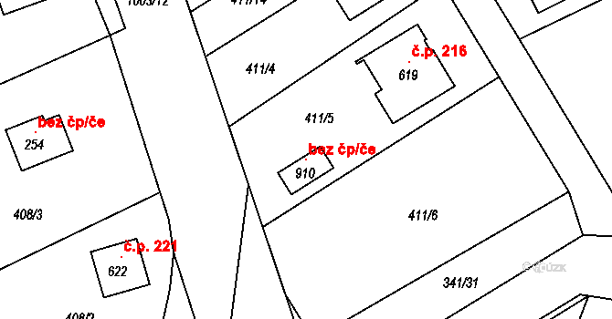 Doubravčice 106502832 na parcele st. 910 v KÚ Doubravčice, Katastrální mapa