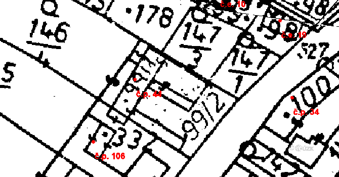 Vanovice 44, Všejany na parcele st. 99/1 v KÚ Všejany, Katastrální mapa