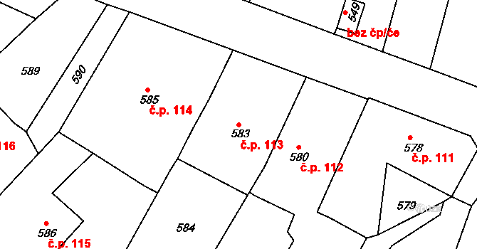 Krásné Loučky 113, Krnov na parcele st. 583 v KÚ Krásné Loučky, Katastrální mapa