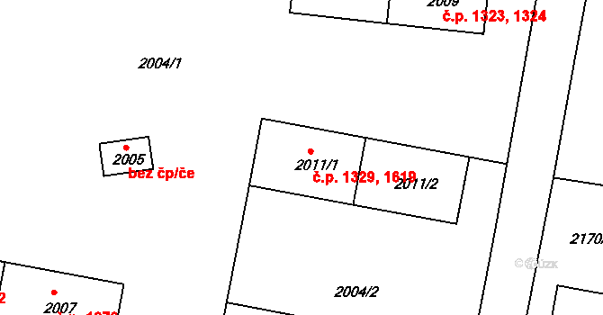 Tachov 1329,1619 na parcele st. 2011/1 v KÚ Tachov, Katastrální mapa