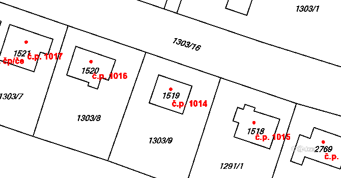 Stříbro 1014 na parcele st. 1519 v KÚ Stříbro, Katastrální mapa