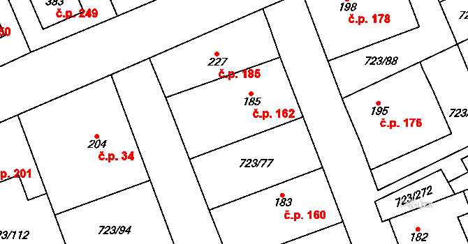 Drozdov 162 na parcele st. 185 v KÚ Drozdov v Čechách, Katastrální mapa