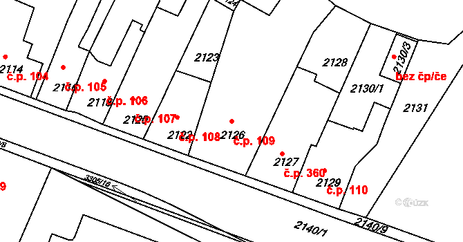 Mimoň I 109, Mimoň na parcele st. 2126 v KÚ Mimoň, Katastrální mapa