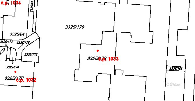 Lutyně 1033, Orlová na parcele st. 3325/178 v KÚ Horní Lutyně, Katastrální mapa