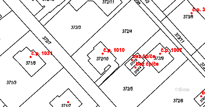 Poruba 1010, Orlová na parcele st. 372/10 v KÚ Poruba u Orlové, Katastrální mapa