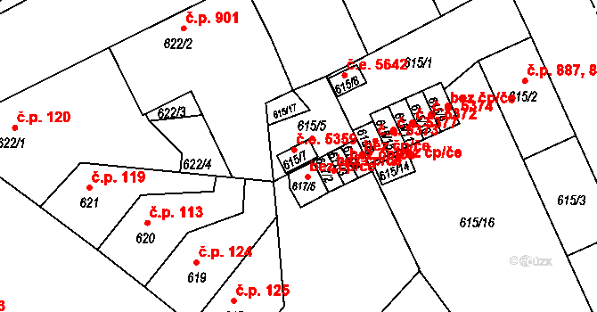 Klíše 5359, Ústí nad Labem na parcele st. 615/7 v KÚ Klíše, Katastrální mapa