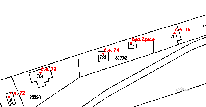 Ledce 74, Nespeky na parcele st. 765 v KÚ Nespeky, Katastrální mapa
