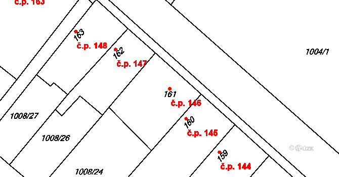 Krchleby 146 na parcele st. 161 v KÚ Krchleby u Nymburka, Katastrální mapa