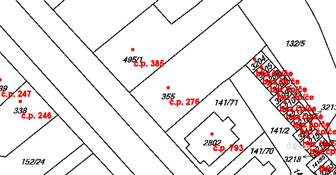 Úšovice 276, Mariánské Lázně na parcele st. 355 v KÚ Úšovice, Katastrální mapa