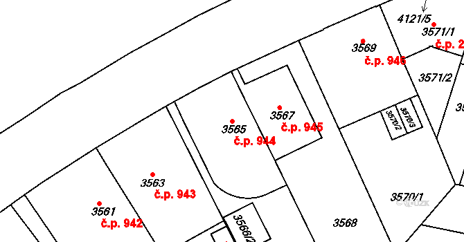 Dejvice 944, Praha na parcele st. 3565 v KÚ Dejvice, Katastrální mapa