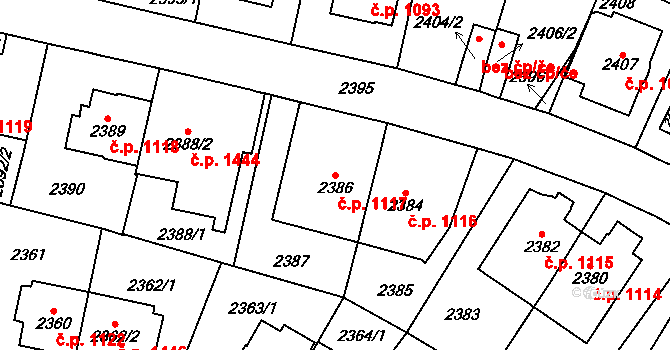 Vršovice 1117, Praha na parcele st. 2386 v KÚ Vršovice, Katastrální mapa